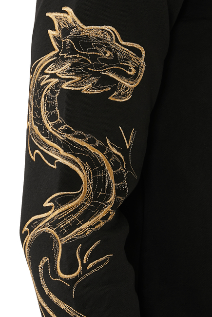 Dragon Embroidery Cotton Fleece Hoodie